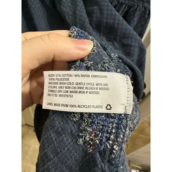 Knox Rose Navy Embroidered Boho Dress XL - Picture 9 of 11